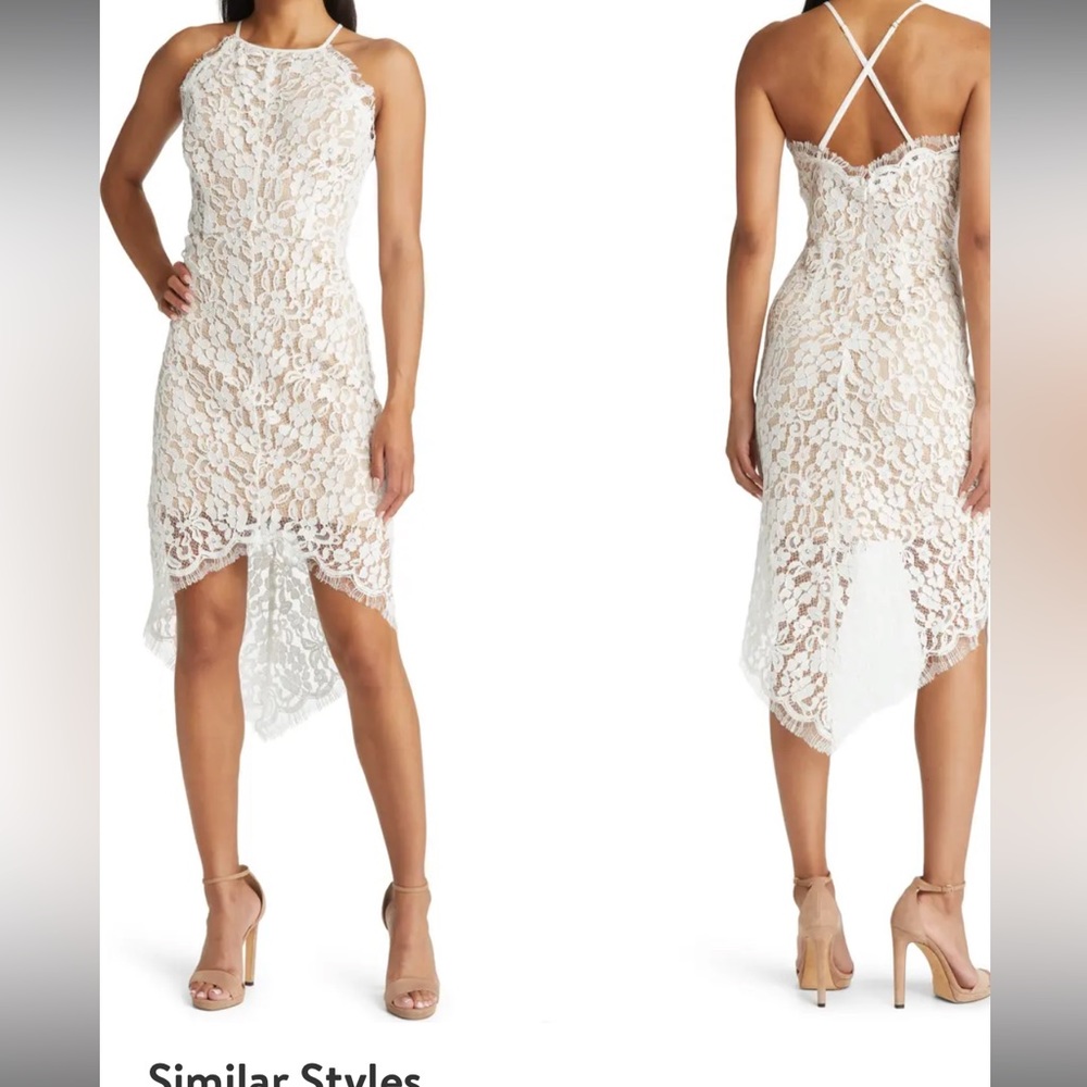 Lulu’s White Lace Dress w/ Nude Underlay; Size XL; NWT NEVER WORN